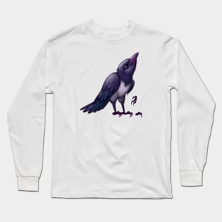 Cute Crow Drawing Long Sleeve T-Shirt